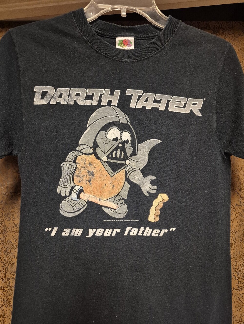 2005 Vintage Star Wars Darth Tater Graphic Tee - Black with Orange Print